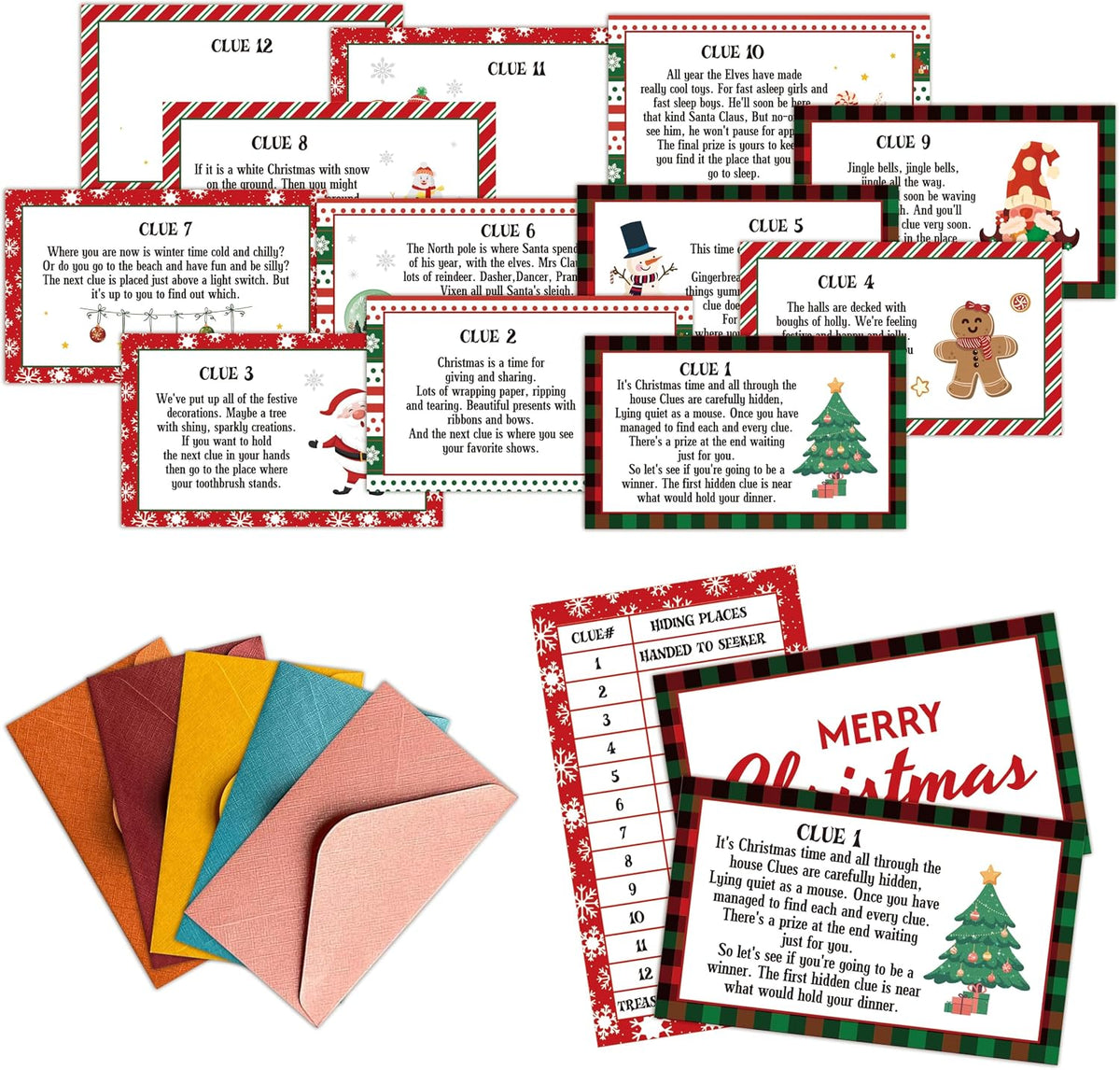 Christmas Scavenger Hunt Game, Xmas Games for Family Treasure Riddle Hunt Cards Game Activities, Winter Christmas Eve New Year Holiday Indoor Outdoor Party Games Supplies, Xmas Gifts for Adults, 04