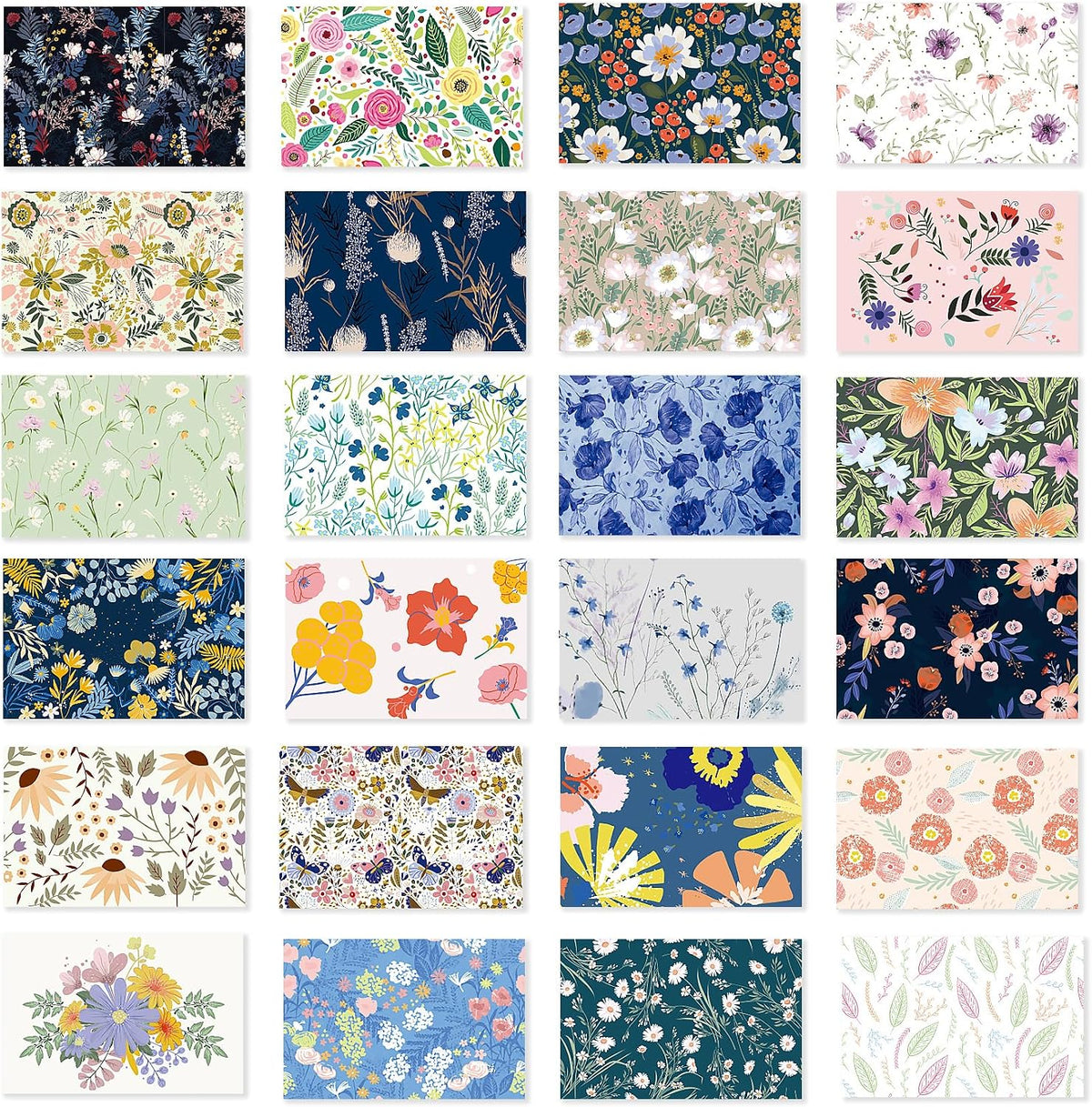 Nihuecne 24 Pack Blank Cards and Envelopes, Floral Design Greeting Cards
