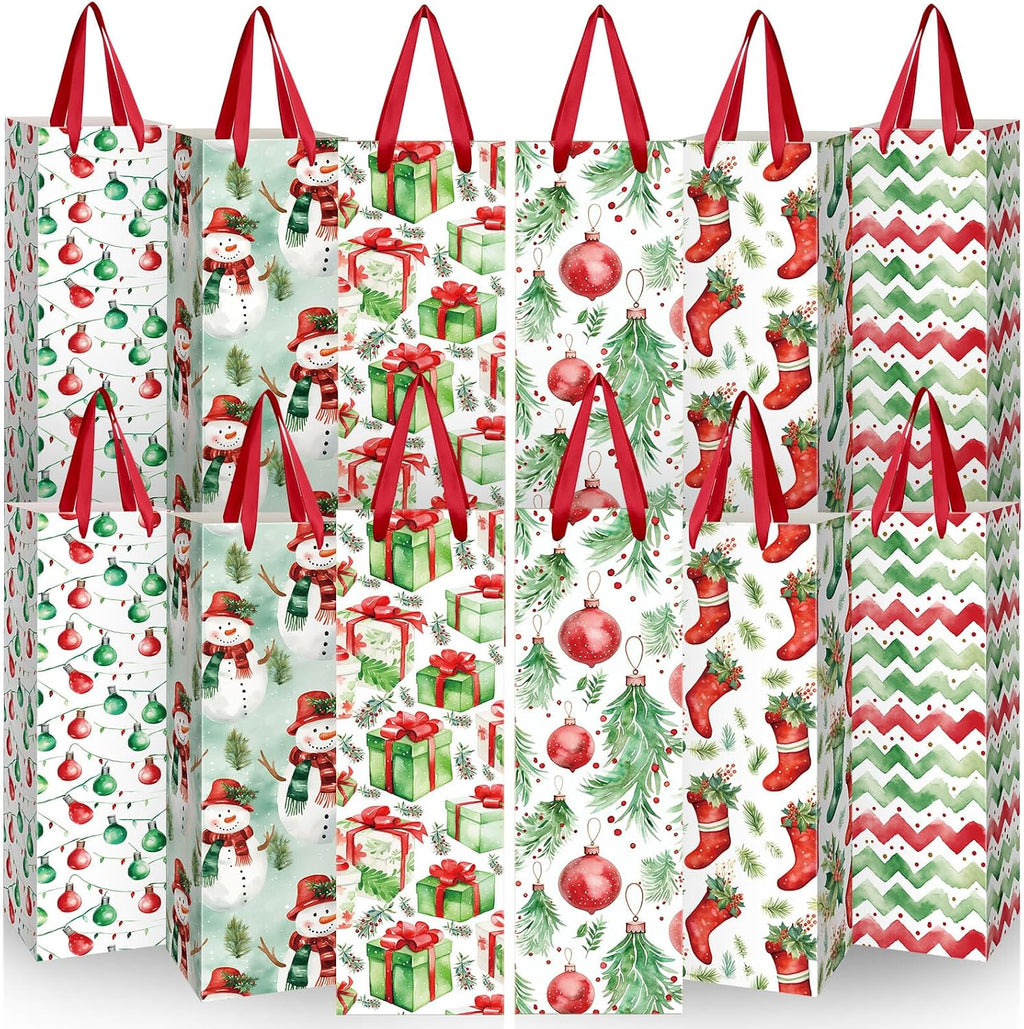TaoBary 12 Pcs Christmas Wine Bags with Handles, Classic