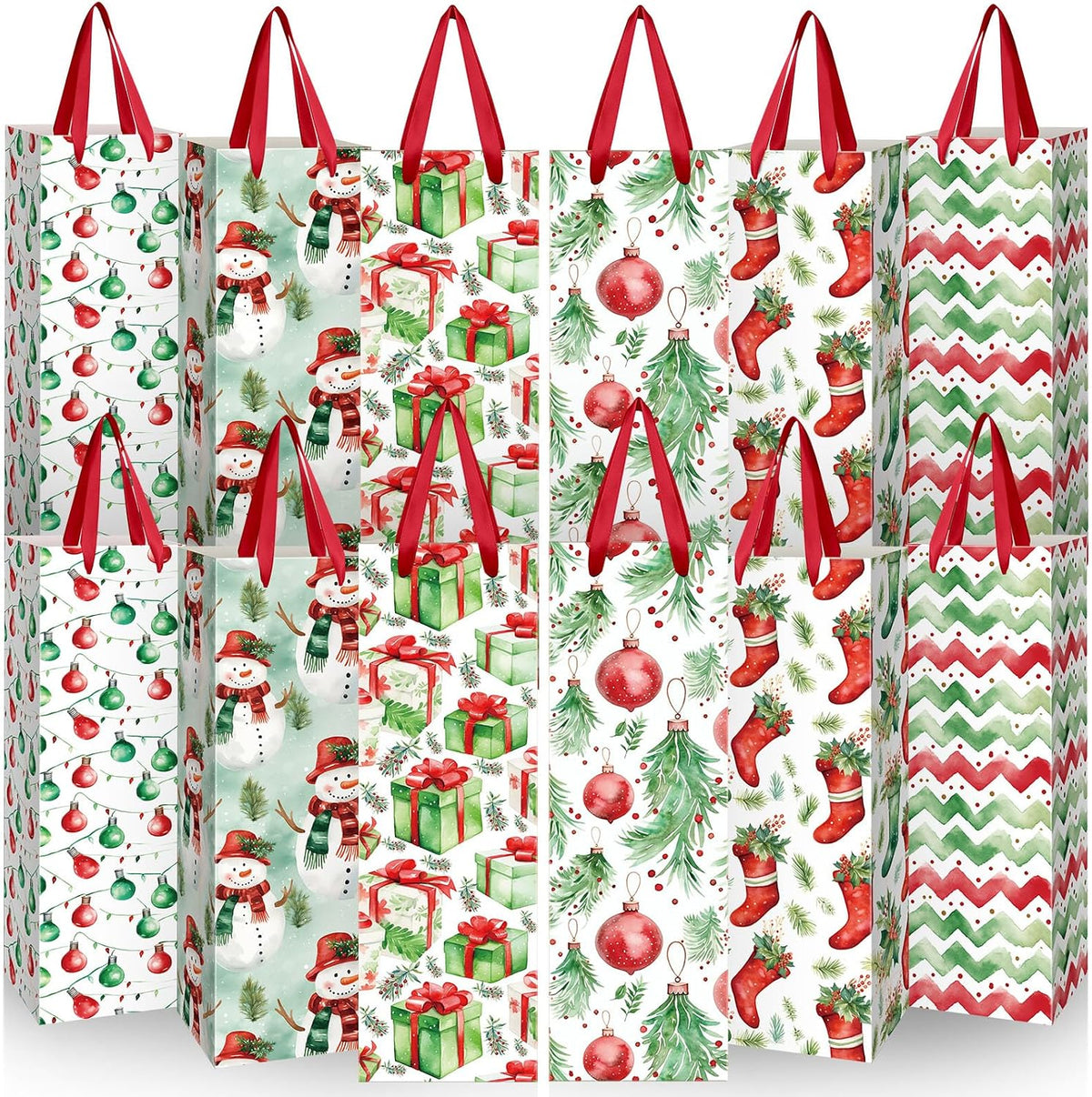 TaoBary 12 Pcs Christmas Wine Bags with Handles, Classic