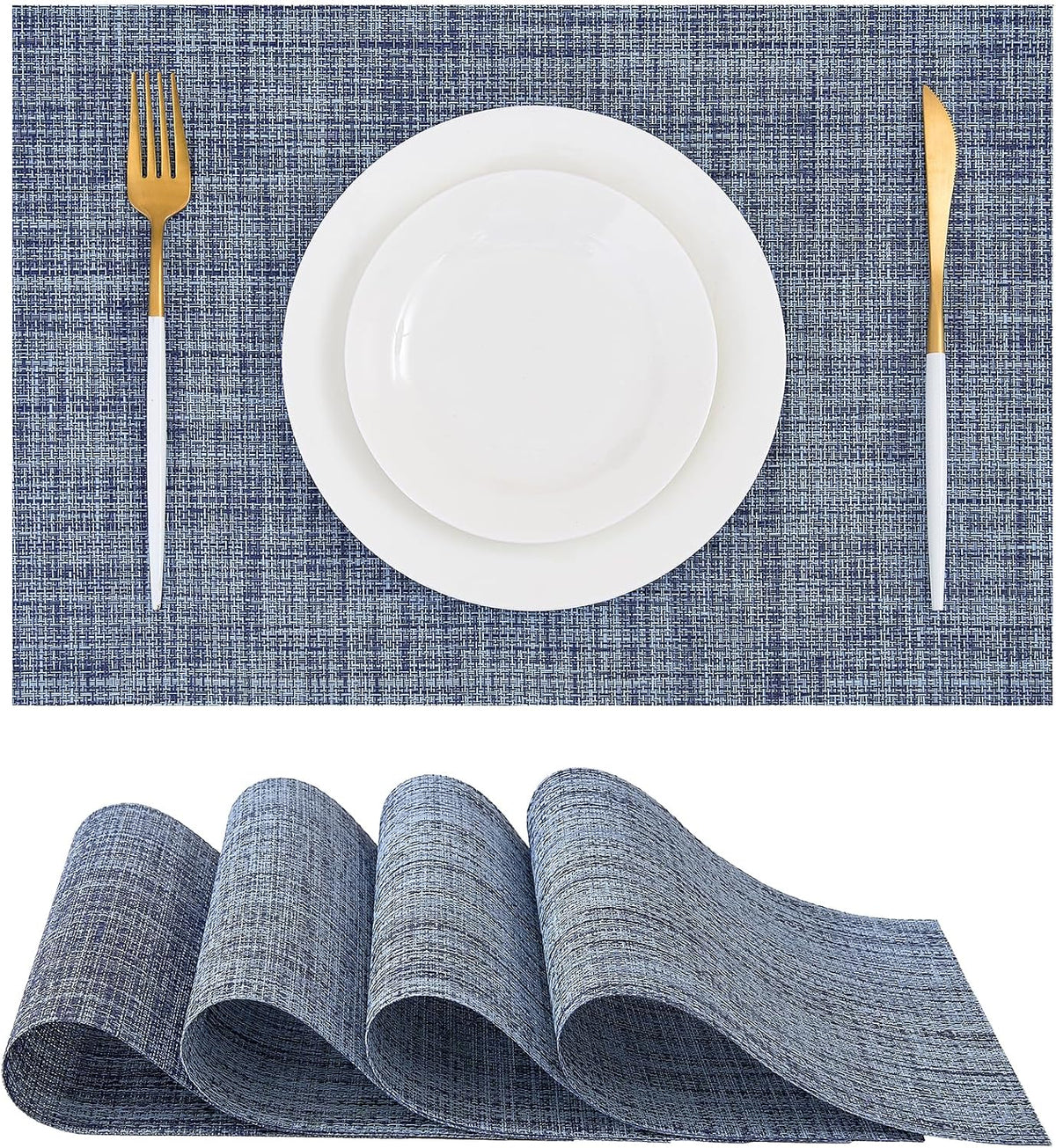 Fall Placemats Set of 4, 12x18 inch - Orange Truck Thanksgiving Table Decor