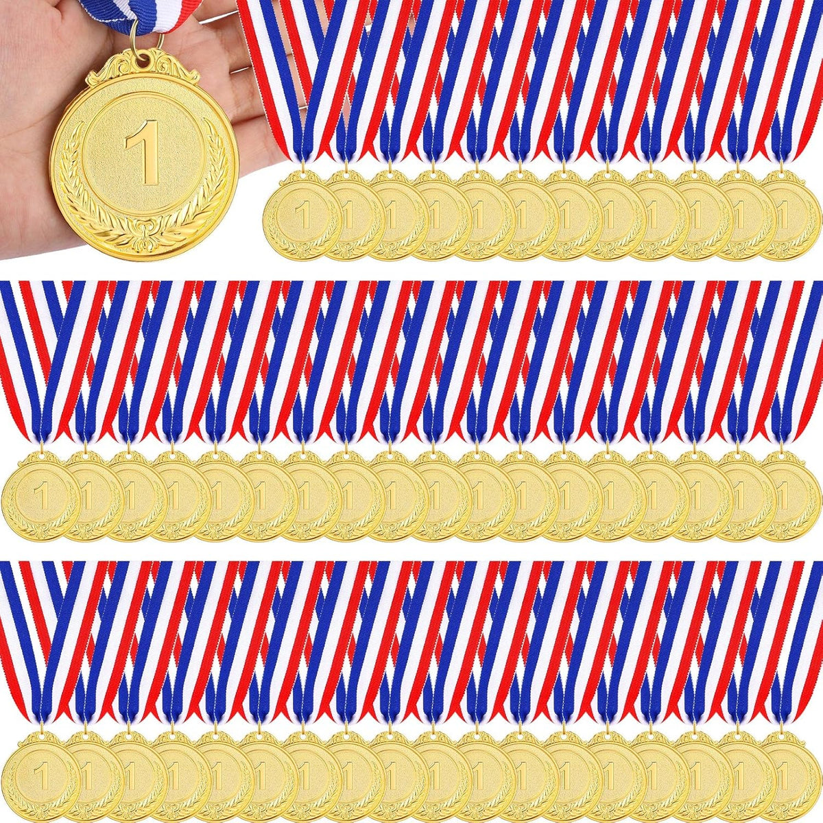 AmazingSpark 120 Pcs Great Job Award Medals, 2 Inch Rubber Medals Bulk Winner Encourage Team Participation for Adults Trophy Award Prize Gift Competitions Graduation Party
