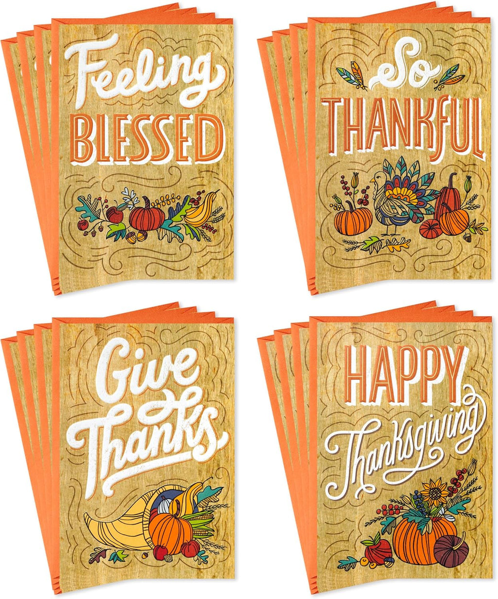 Hallmark Thanksgiving Cards, Assorted 16-Pack (Feeling Blessed)