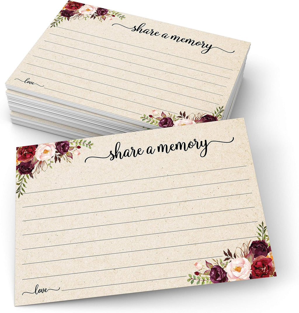 321Done Share a Memory Cards for Celebration of Life, 4x6, Red Rose, Tan