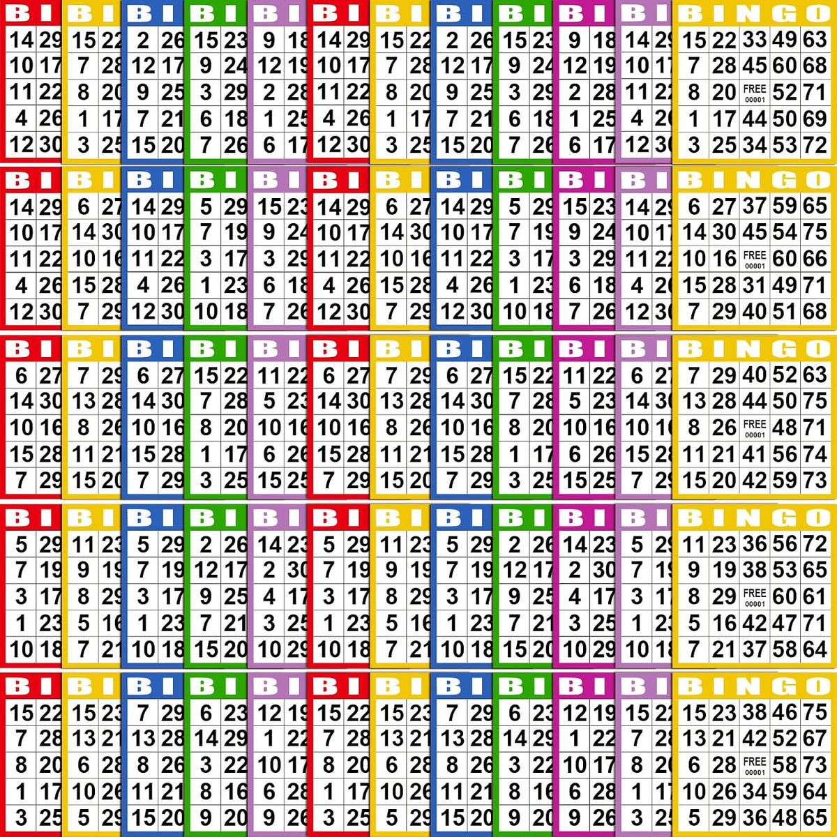 Harloon 500 Sheets Disposable Bingo Game Cards, Fresh Color