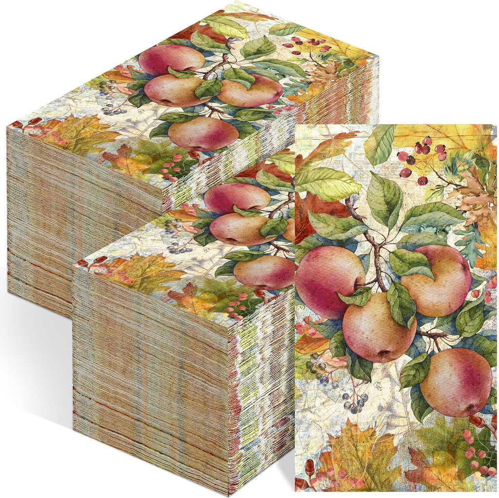 Seajan 200 Pcs Disposable Paper Hand Towels for Bathroom Fall Apple