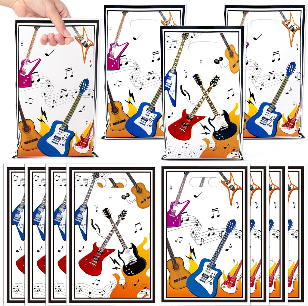 ANGOLIO Musical Party Favor Supplies - 50 pcs Guitar Theme Candy Gift Bags