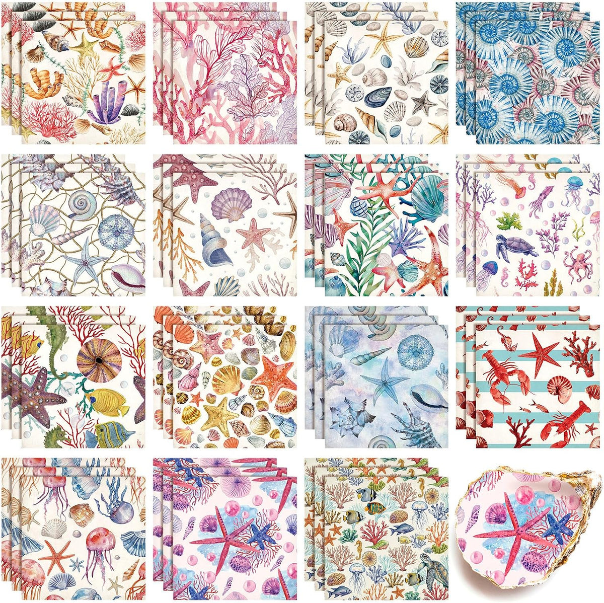 Gueevin 45 Pack Ocean Decoupage Napkins Colorful Coastal Craft for DIY