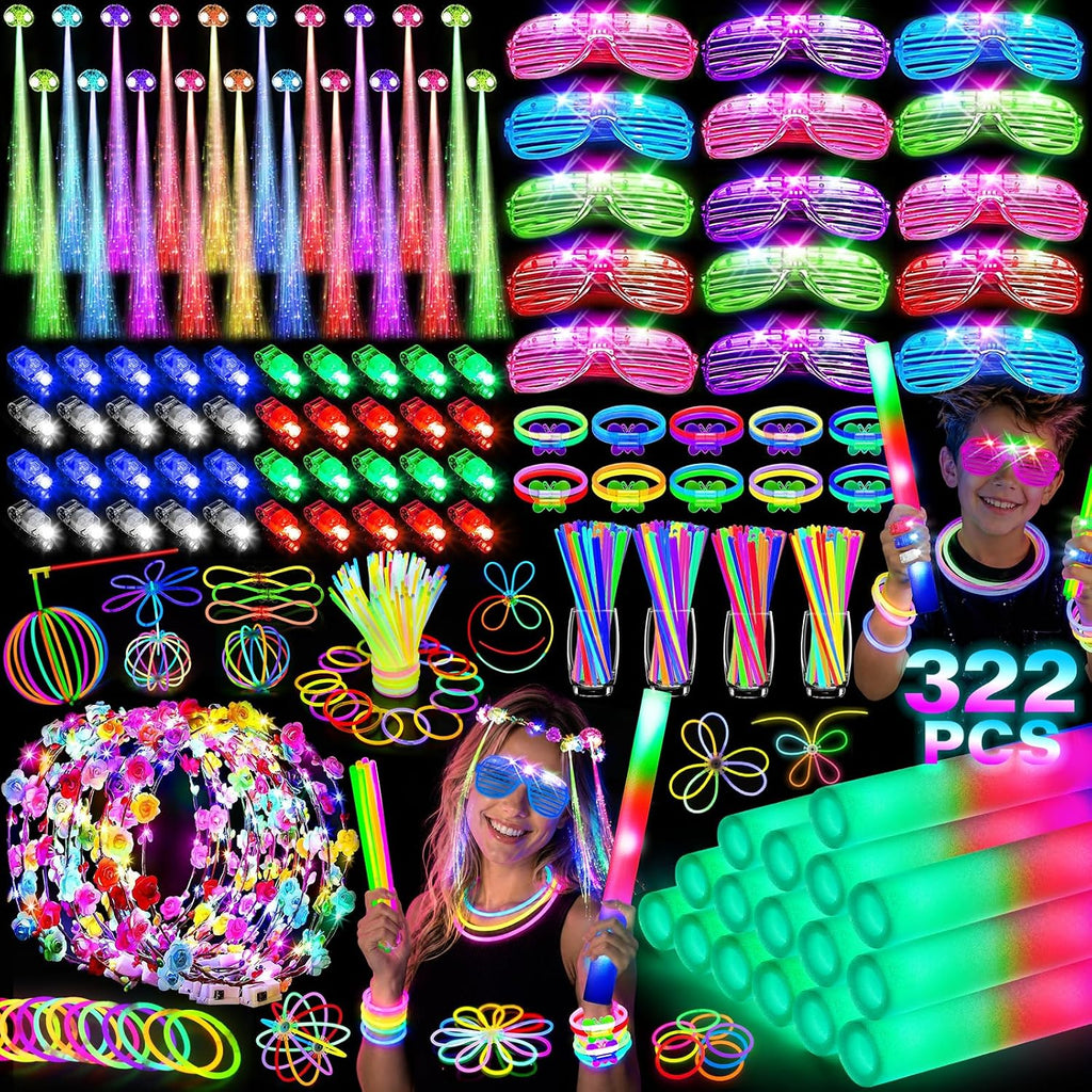 OLUPP 322Pcs Glow in the Dark Party Supplies, Kids Halloween Party Favors