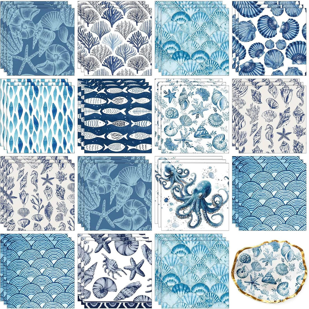 Yexiya 36 Sheet 6 Style Coastal Beach Paper Napkins for Decoupage