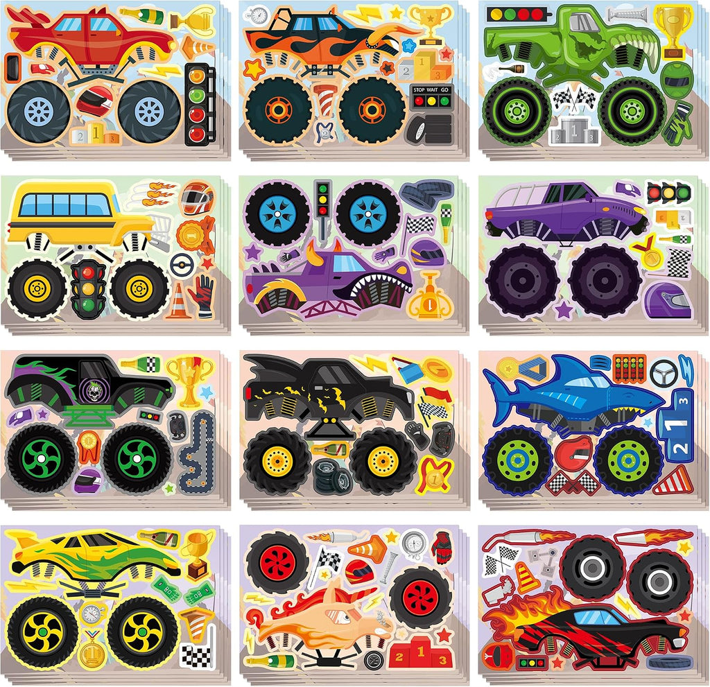 Monster Car Stickers - 48 Sheets Monster Truck Party Favors