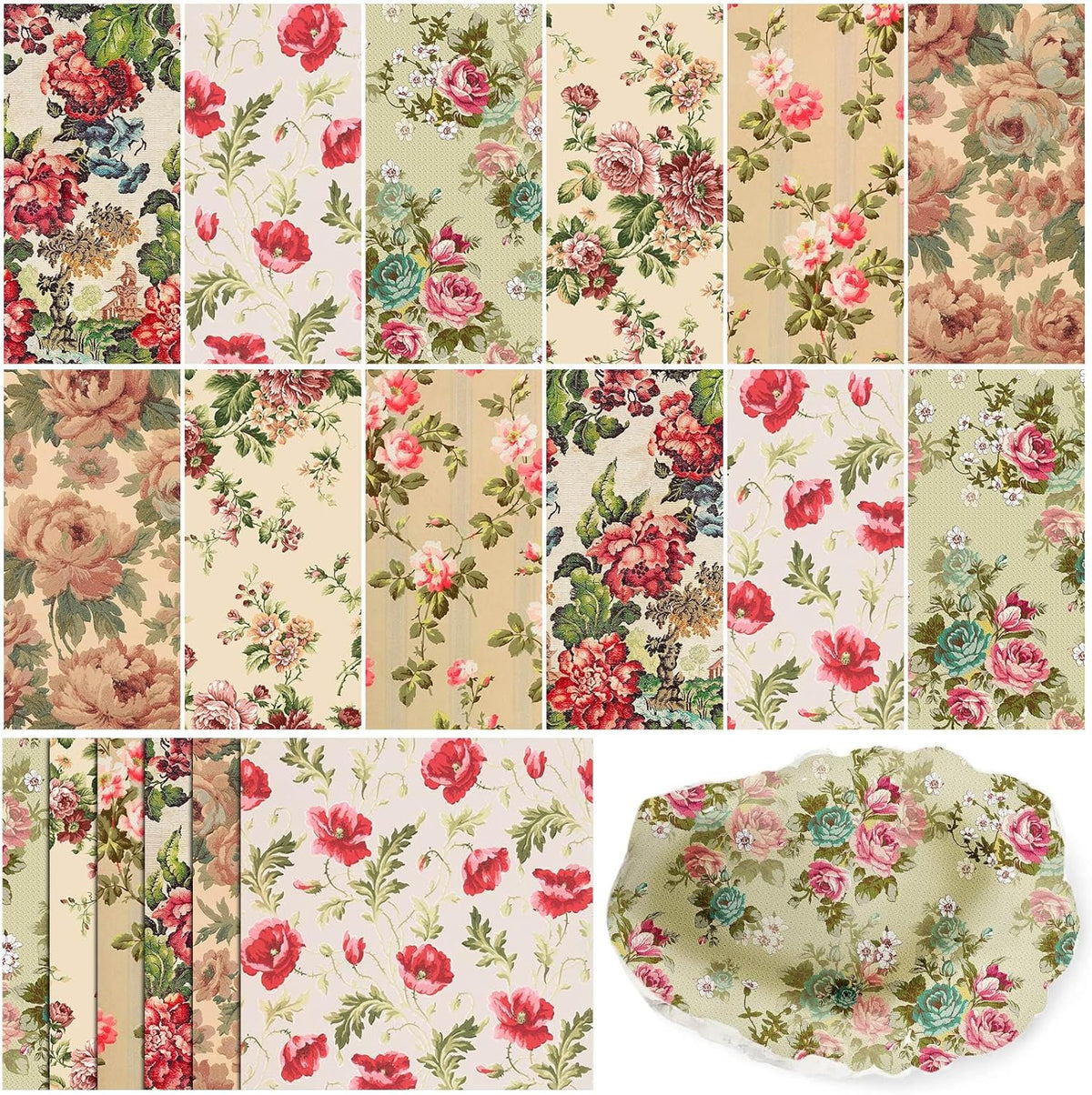 Yexiya 36 Sheet 6 Style Vintage Floral Paper Napkins for Decoupage
