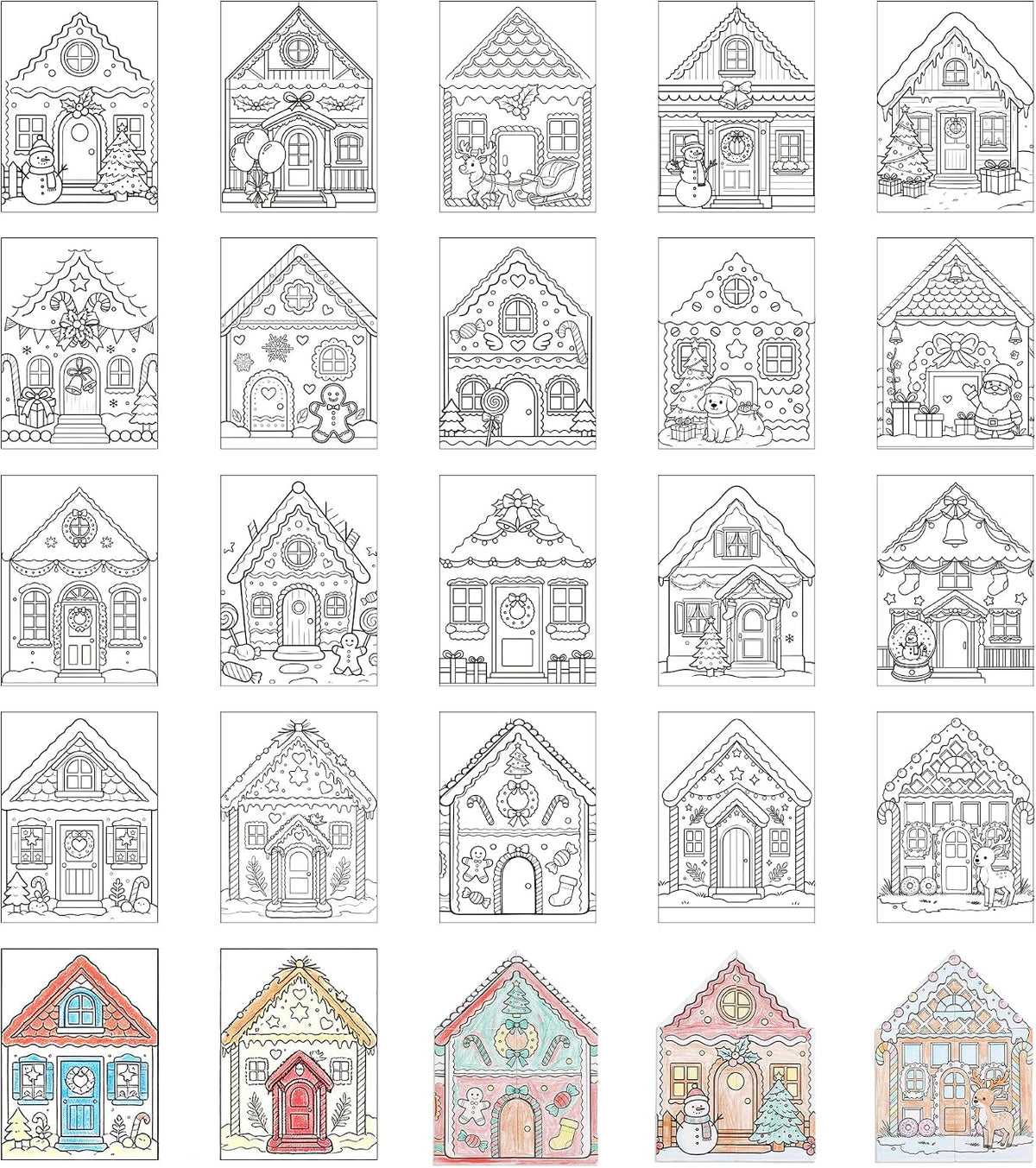 VYRANA Christmas DIY Coloring Greeting Cards, 20Pcs Holiday Blank Art Paper Cards for Kids Adults, Festive Xmas Party Craft Supplies, Gift Ideas for Mom, Friends, Thank You & Greeting Card Collection