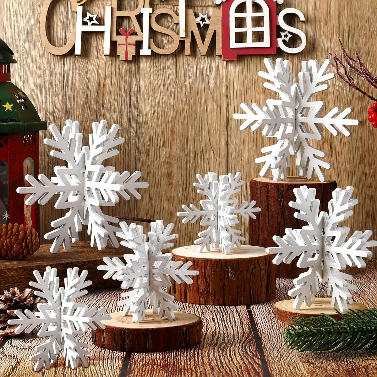 Moucuny 4 Pcs Farmhouse Table Decor Rustic Wooden Book and Coffee Signs