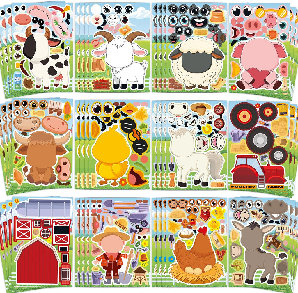 Farm Animal Stickers 48 Sheets Make A Face Stickers Kids Toddlers