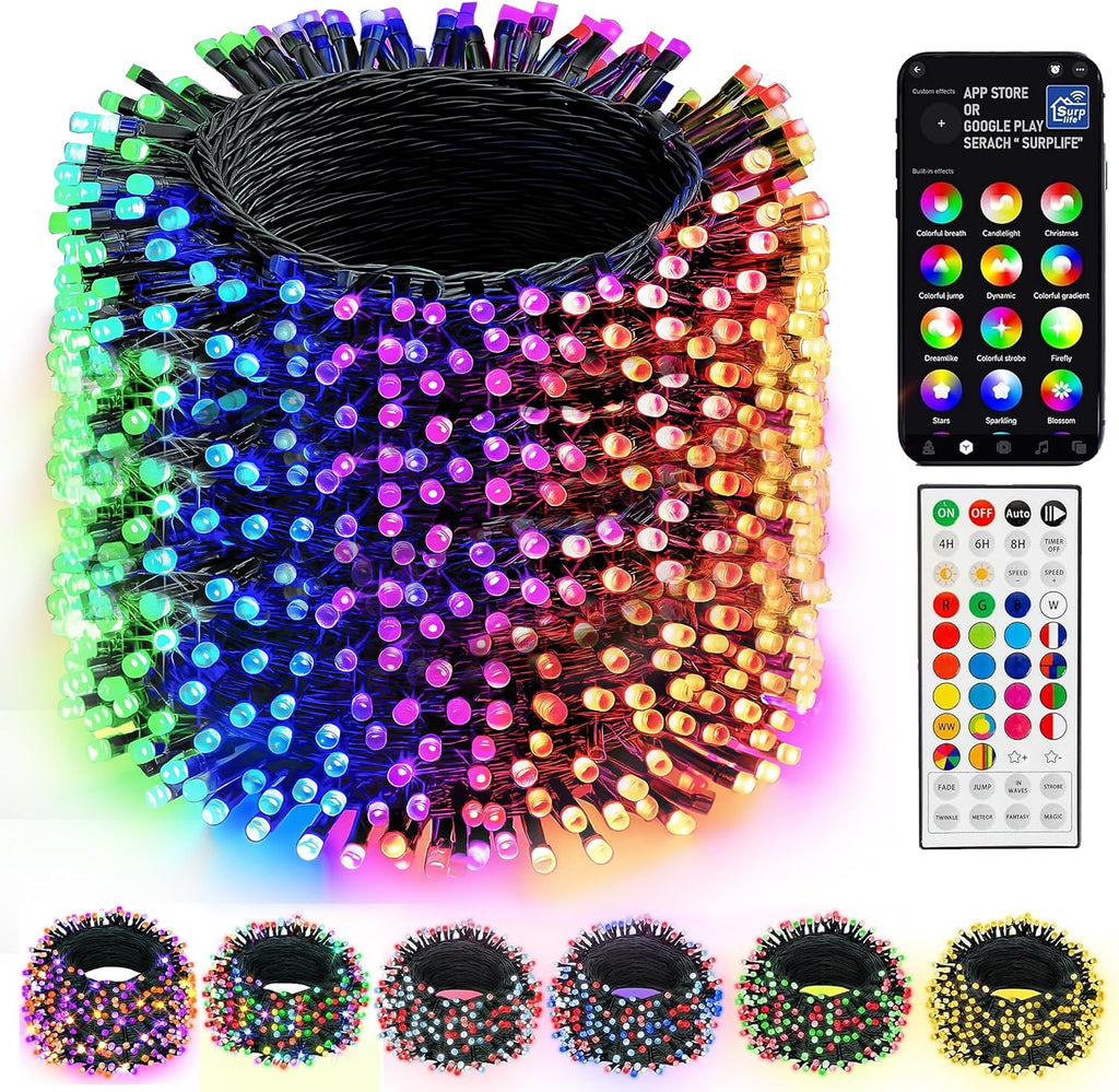 Dazzle Bright 328FT 1000 LED Smart RGB Christmas Halloween String Lights