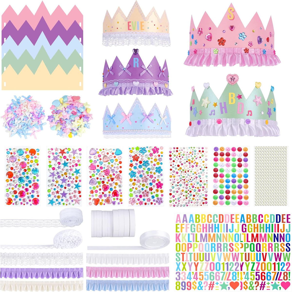 1476Pcs Paper Crowns DIY Birthday Princess Party Crown Kit for Girls Adults