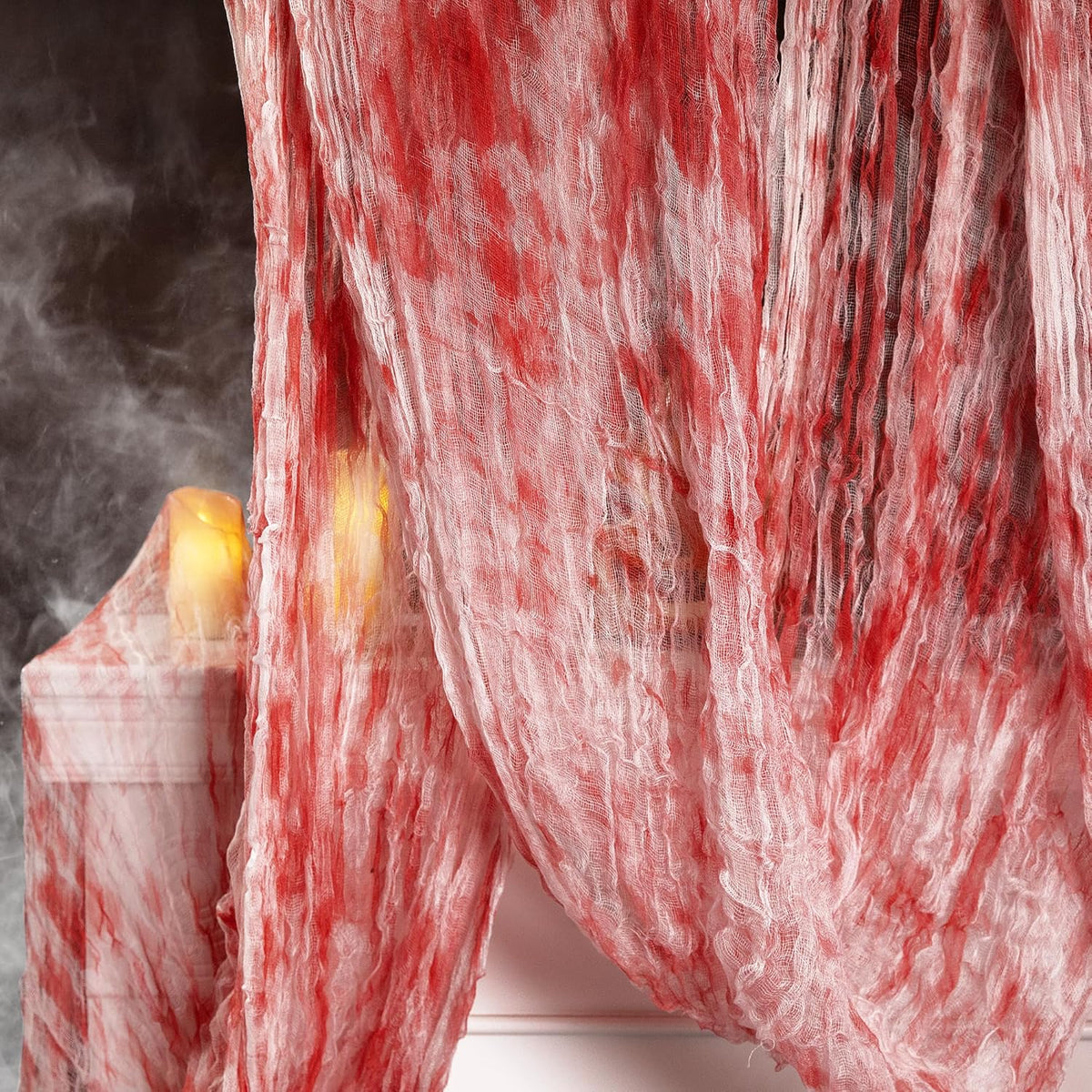 400" x 85" Halloween Creepy Cloth - Large Size Spooky Fabric - Scary Gauze Blood Creepy Cloth for Haunted House Party Yard Wall Doorway Decoration (red)