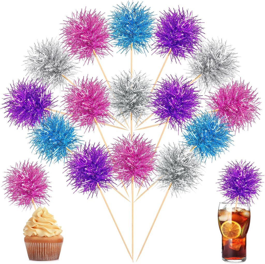 Chinco 100 Pcs Cupcake Toppers Classic,Pink, Purple, Silver, Blue