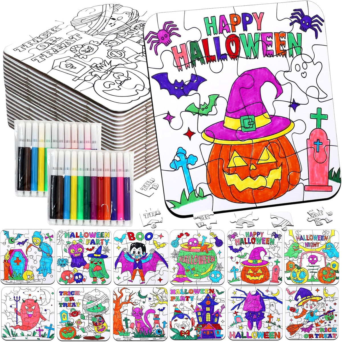 Halloween Crafts for Kids & Toddlers-DIY Art Puzzle Activities kit Game Toy