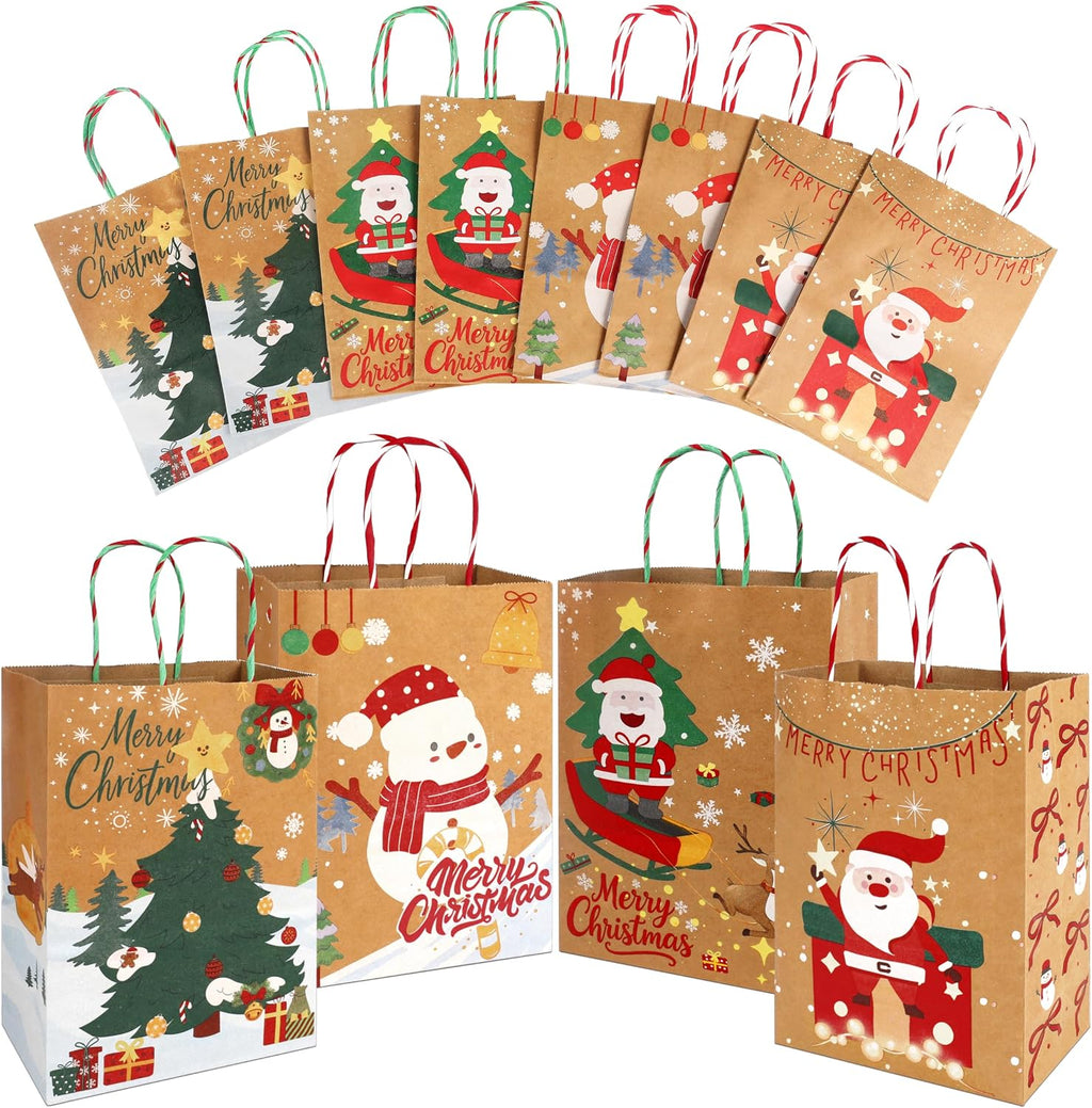 24Pack Christmas Gift Bags Bulk 8.7*6.3*3.2IN Xmas Gift Bags with Handles