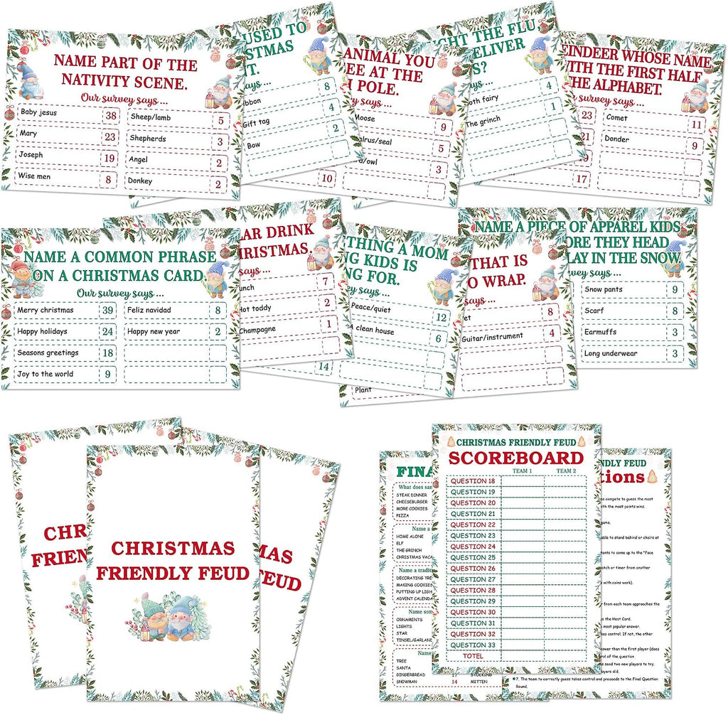 Christmas Friendly Feud Game, Friendly Christmas Party Games for Family Friends Large Groups, Funny Xmas Feud Quiz, Xmas Trivia Party Decoration for Winter Holiday -07