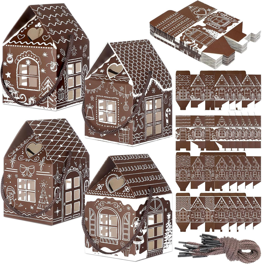 Gersoniel 24 Pcs Gingerbread Candy Gift Boxes, Dark Brown