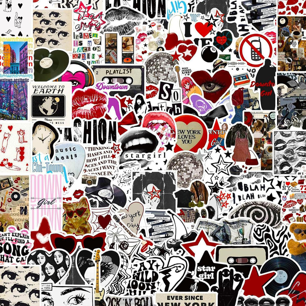 DothRayan Aesthetic Downtown Girls Stickers Pack, 100Pcs Cool Trendy Y2K Stickers for Water Bottle Funny Waterproof Sticker for Teens Adults Vinyl Decals for Laptop Skateboard Party Supplies
