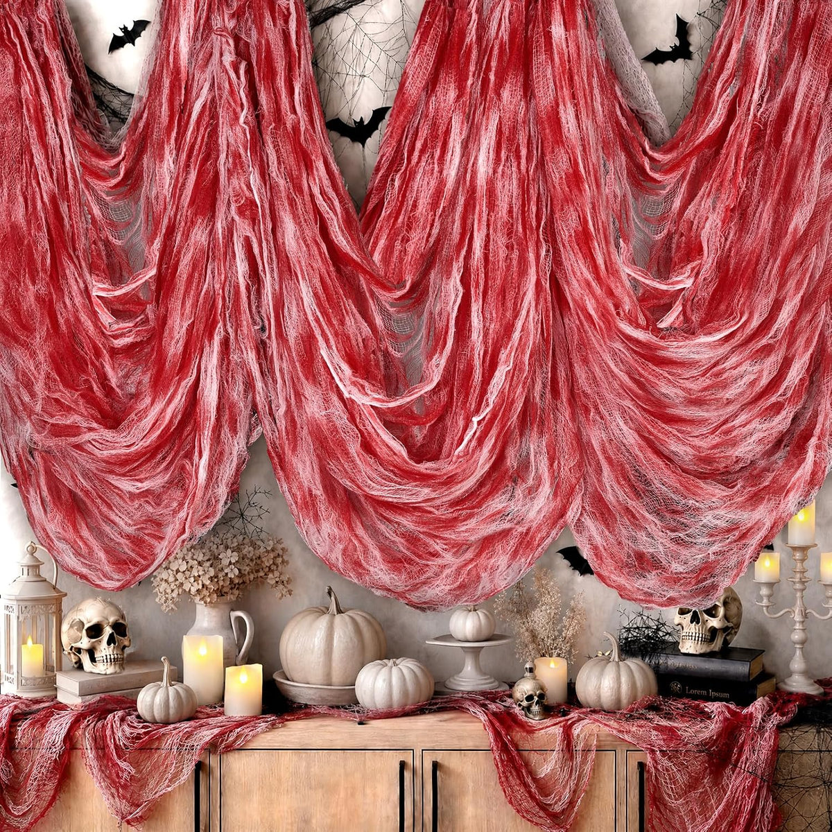 600 x 80 in Halloween Creepy Cloth for Yard and Outdoor Decorations, Blood