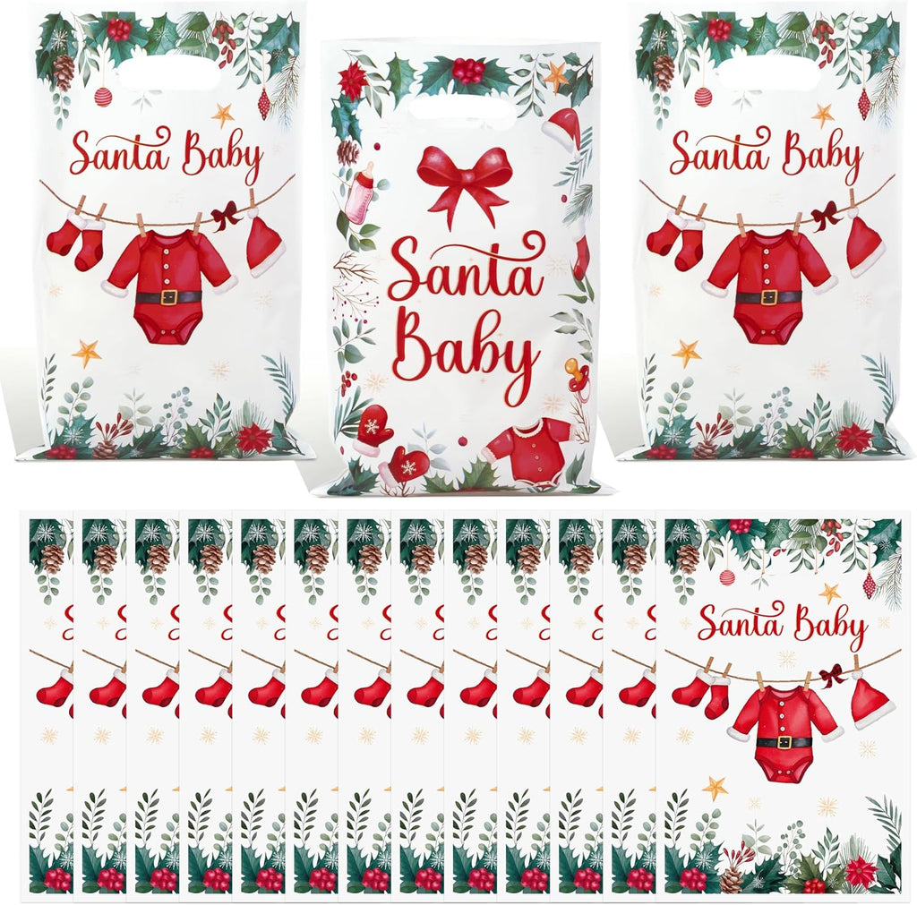 Haooryx Christmas Santa Baby Shower Party Favor Bags Gift Wrapping Decor