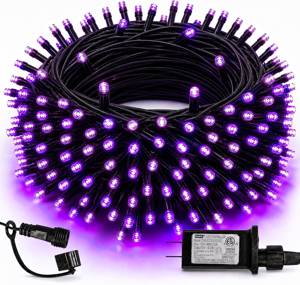 TW SHINE Halloween Lights, 200 LED 66FT Outdoor Halloween Light Plug in with 8 Modes, Waterproof Christmas Lights Outdoor, Indoor Decorations for Party Yard Haunted House Decor, Purple