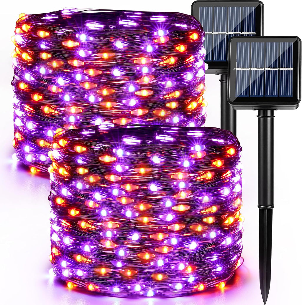 Brizled Orange & Purple Solar Halloween String Lights Outdoor Fairy Lights