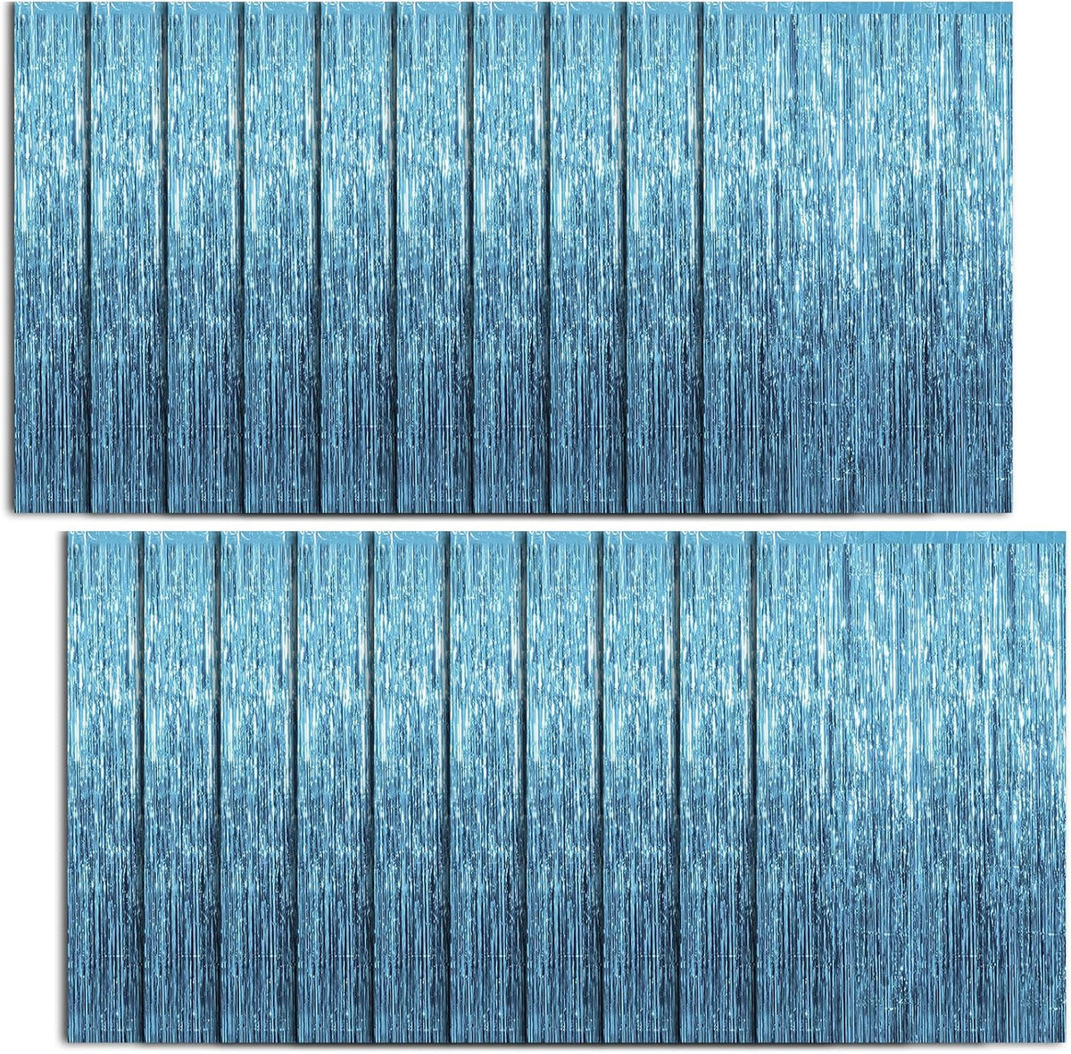 20 Pack Foil Curtain Backdrop Blue Metallic Tinsel Foil Fringe Curtains Photo Booth Props for Birthday Wedding Engagement Baby Shower Bachelorette Christmas Holiday Celebration Party Decorations