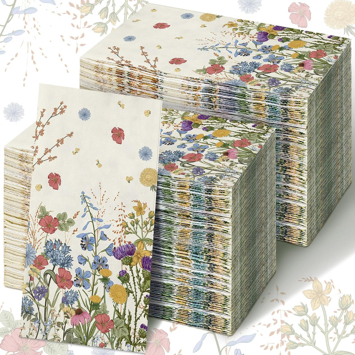 Seajan 200 Pcs Wildflower Guest Towels Disposable Paper Hand Napkins