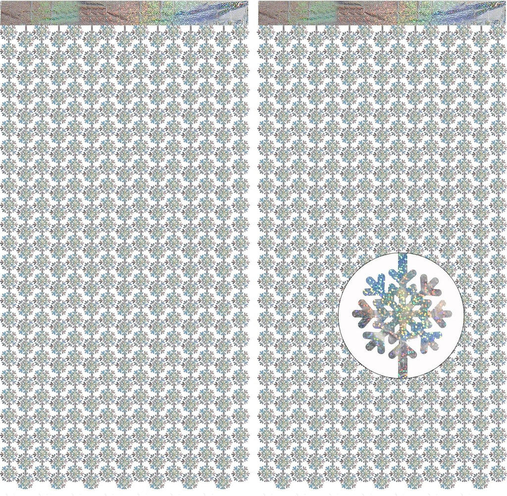Silver Snowflake Fringe Curtain -3.2ft x 6.5ft - 2 Pack