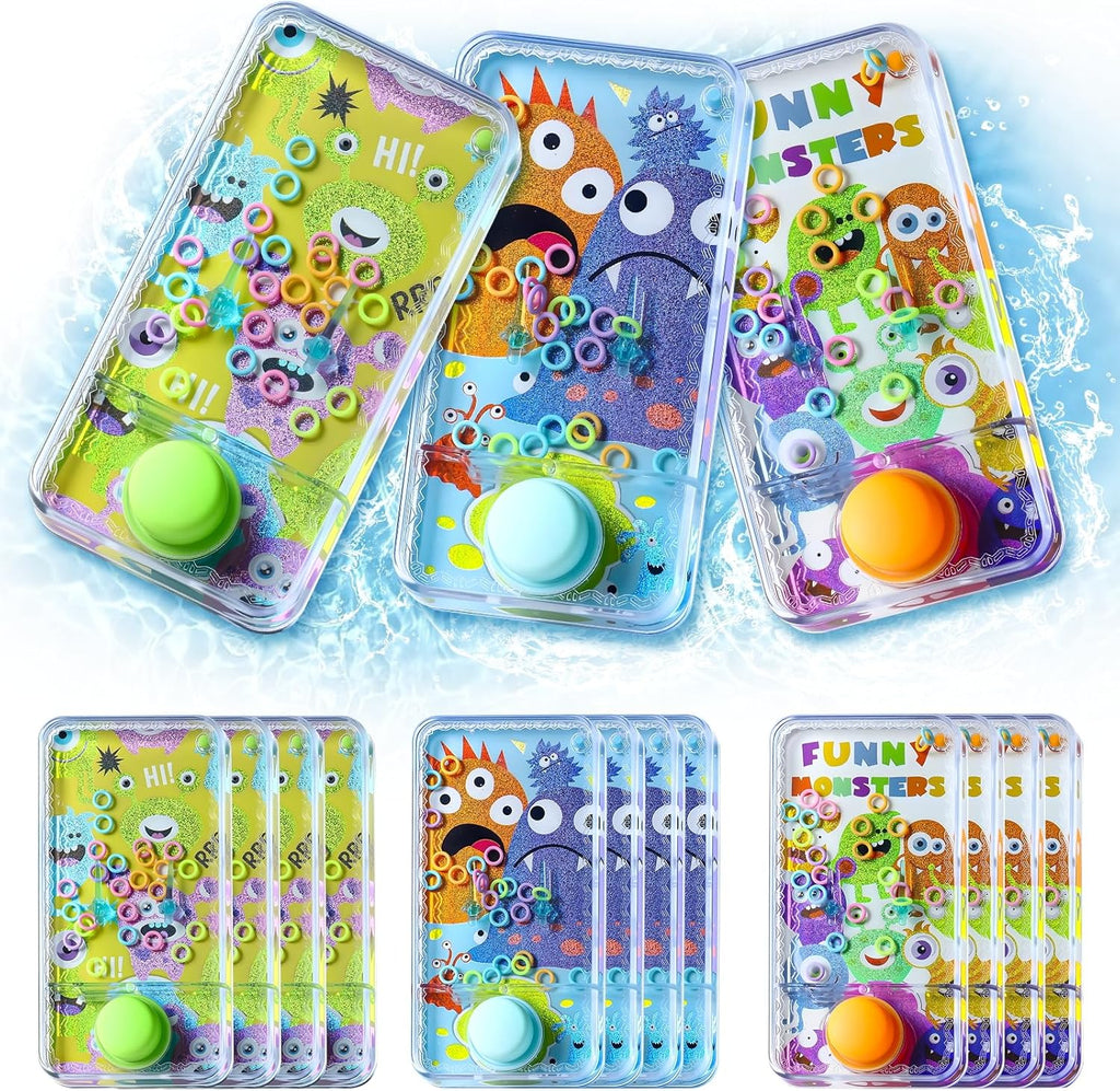 Cleboen 12 Pack Handheld Water Games for Kids, Water Ring Toss Handheld Games Monster Party Favors Goodie Bag Stuffers Classroom Rewards for Boys Girls, Stress-Relief Car Games Travel Toys for Kids