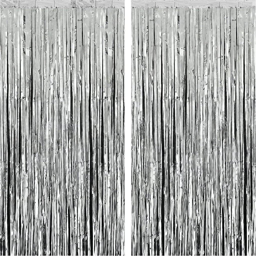 KatchOn 2Pcs Silver Fringe Backdrop 3.25x8ft Bachelorette Party Decorations