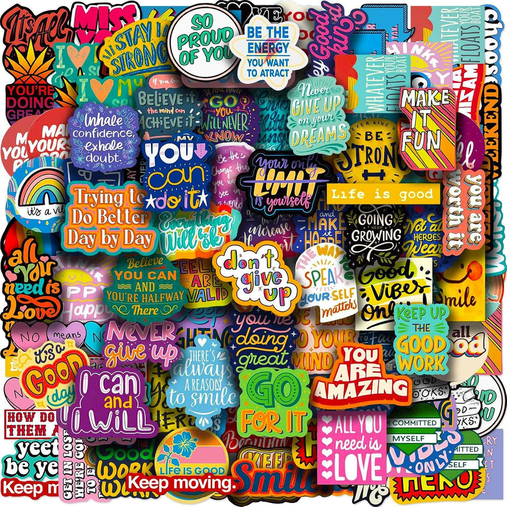 DothRayan 100PCS Inspirational Positive Affirmation Stickers, Motivational Stickers for Teens Adults Students Vinyl Decals for Water Bottles Laptop Skateboard