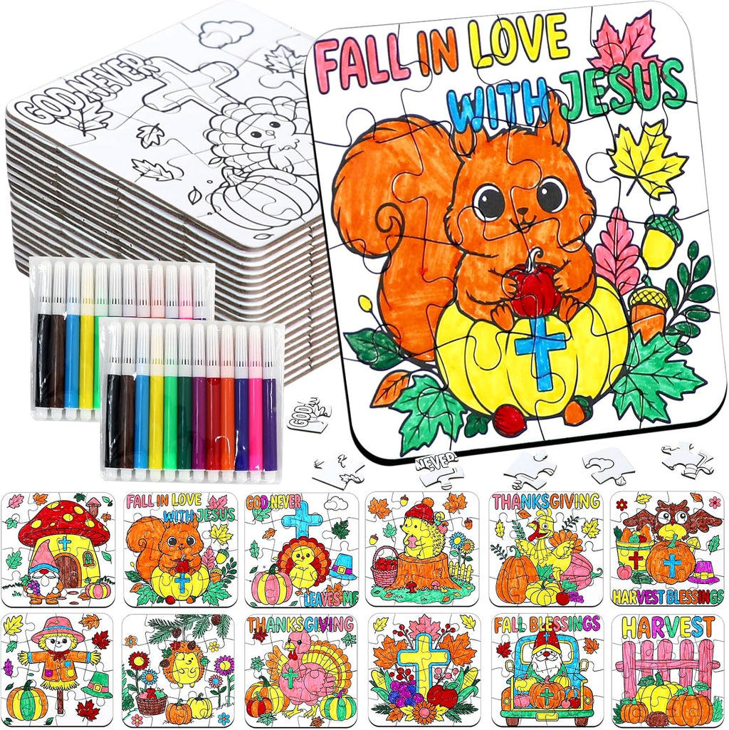 Fall Thanksgiving Crafts for Kids Christian Art Activities Blank Puzzle Toy