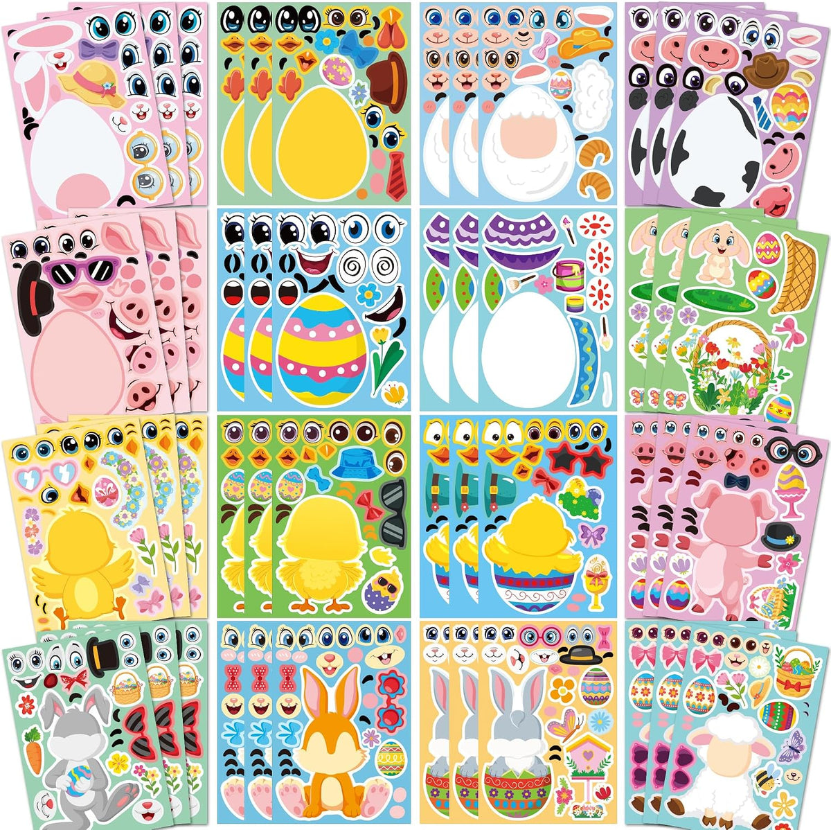 48 Sheets Easter Stickers for Kids Toddlers Crafts Party Favors