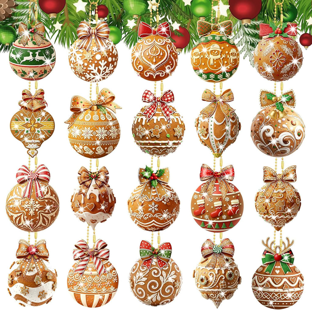 Tondiamo 20 Pcs Christmas Gingerbread Diamond Painting Keychains Kit