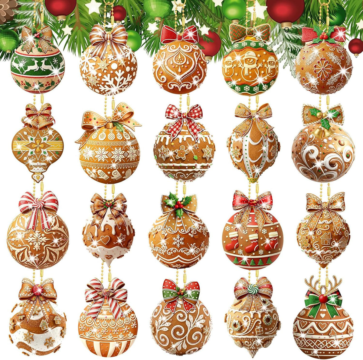 Tondiamo 20 Pcs Christmas Gingerbread Diamond Painting Keychains Kit