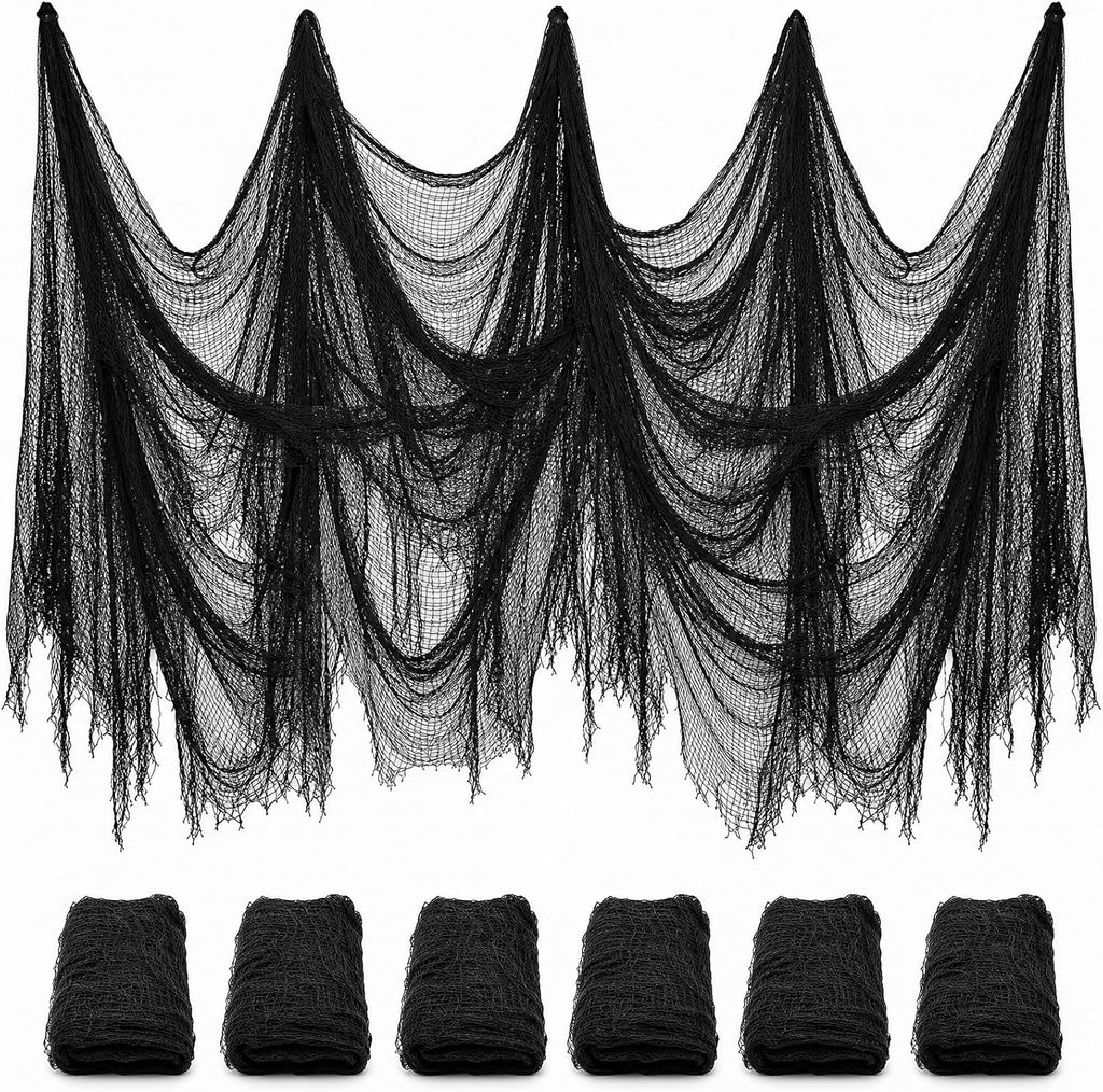Legigo 6 Pack Halloween Creepy Cloths, Black Fabric Yard Decorations