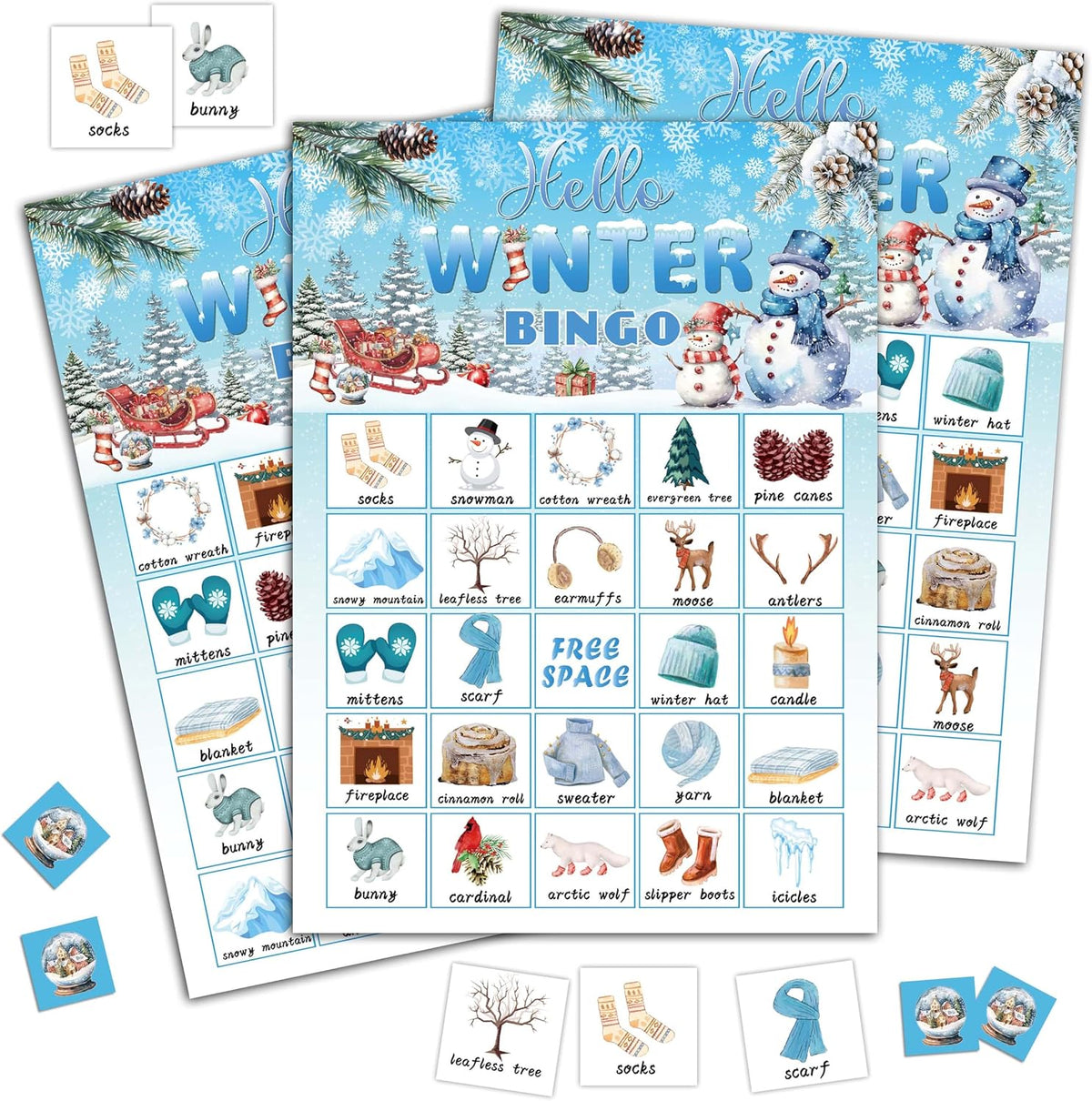 Christmas Bingo Game Cards, Winter Holiday Party Games, Christmas Party Game Decor, Winter Holiday Games, Bingo Sets for Adults Large Group, Xmas Theme Party Activity Supplies -A20