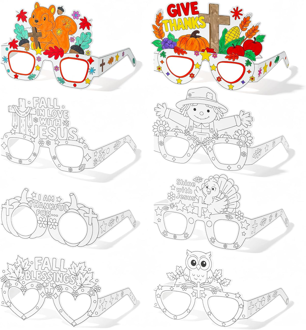 32Pcs Religious Fall Thanksgiving Crafts for kids DIY Coloring Glasses