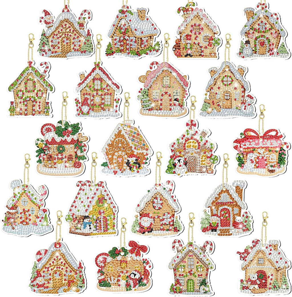 Tondiamo 20 Pcs Diamond Art Christmas Ornaments Diamond Painting Keychain