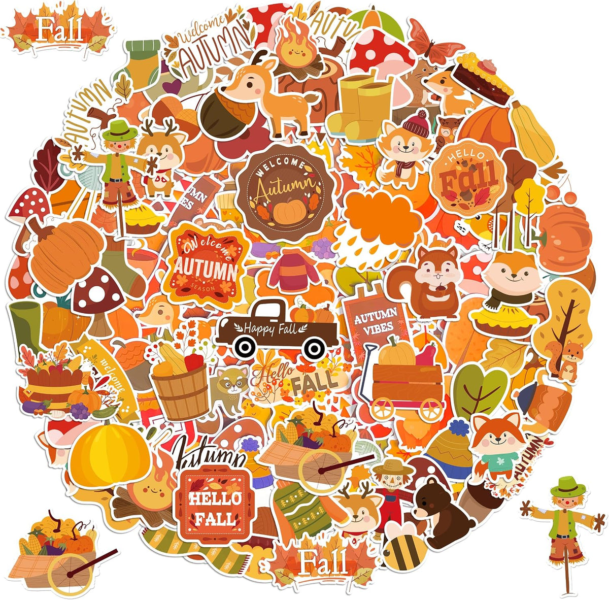 Fall Stickers,Thanksgiving Stickers for Kids,Non-Repeating Sticker for Kids