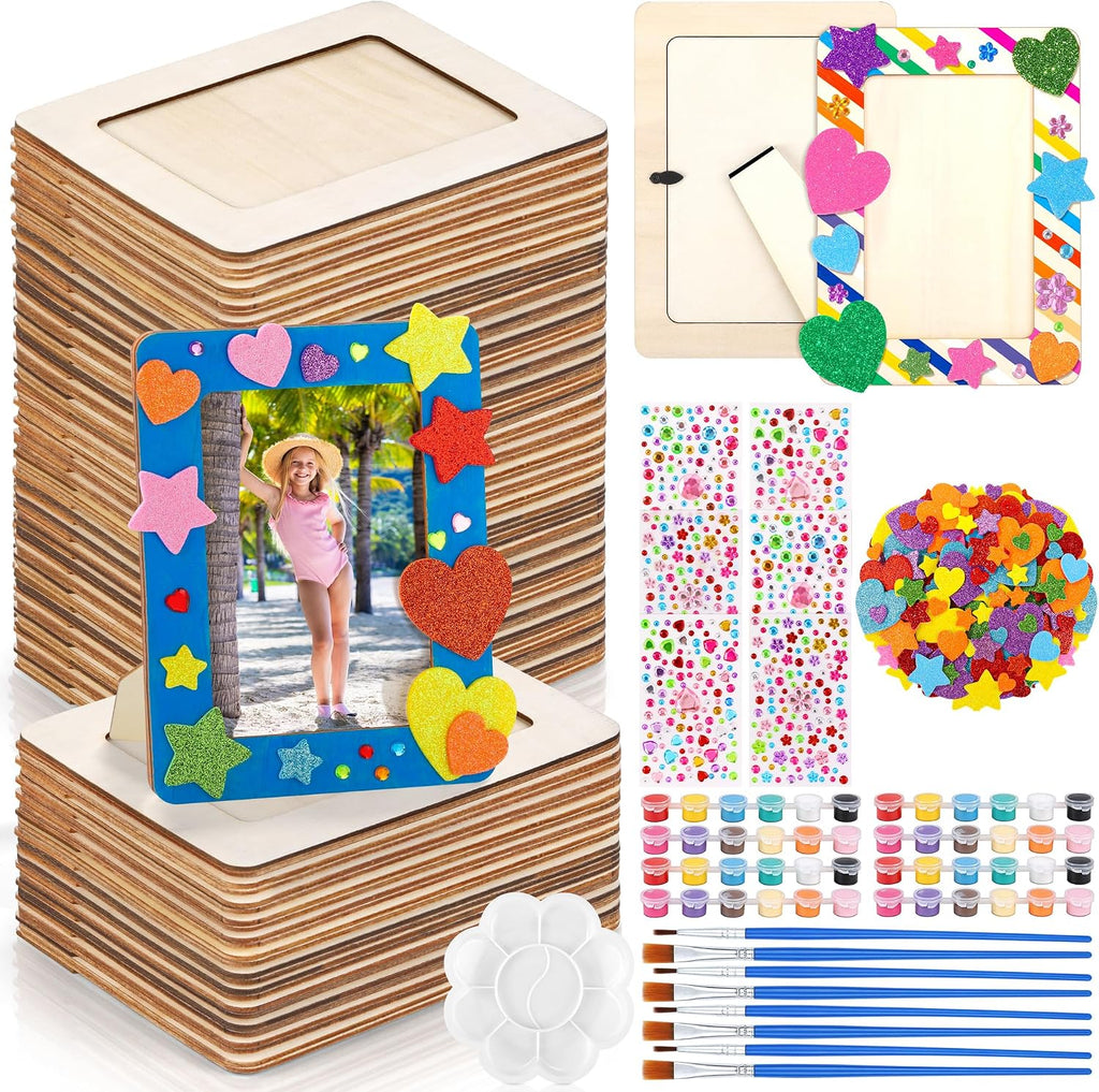36PCS Wooden Heart Ornaments to Paint Valentine's Day Craft,9 Styles DIY Blank Unfinished Wood Heart Cutouts Ornament for Crafts Spring Tree Hanging Decorations Love