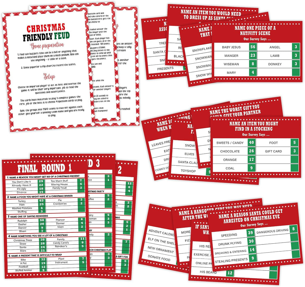 Christmas Friendly Feud Game,Christmas Party Games,Feud Game for Adults,Fall Ice Breaker Games,Classroom Activities Decoration,Christmas Party Supplies,Trivia Cards,S6