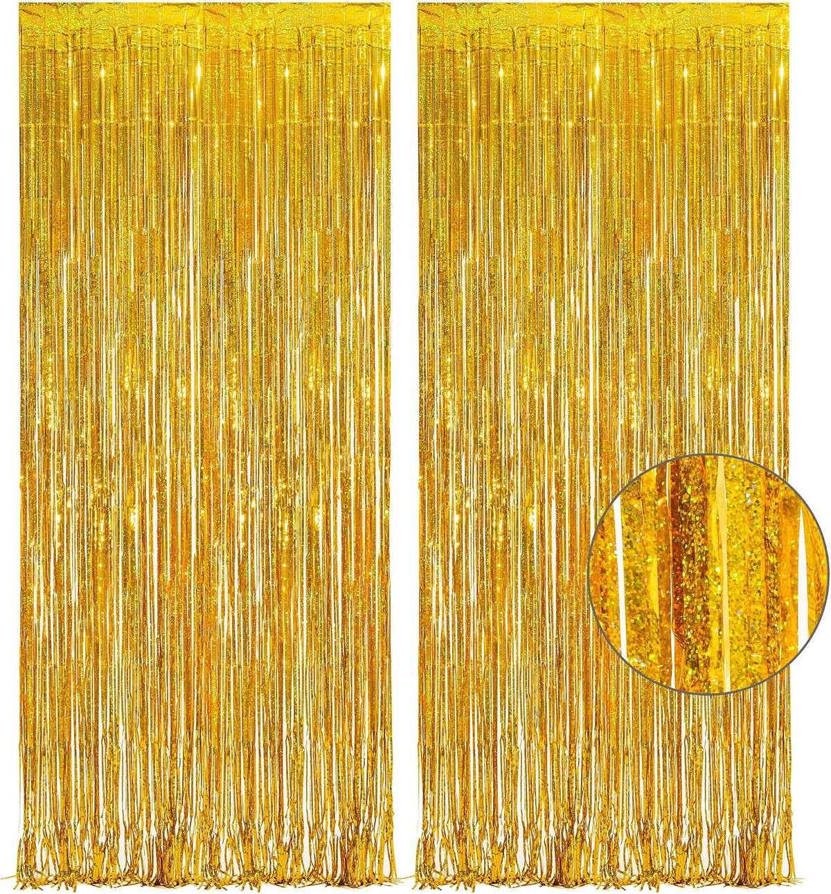 Gold Fringe Curtain Tinsel Backdrop Pack of 2